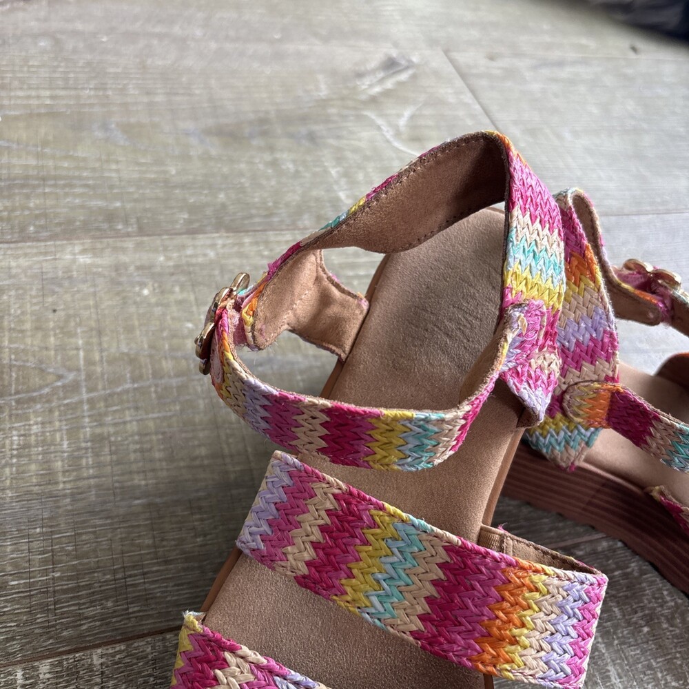 Blowfish Malibu Platform Sandals Sz 5M Rainbow Snap & Buckle Closure Open Toe - Picture 4 of 15